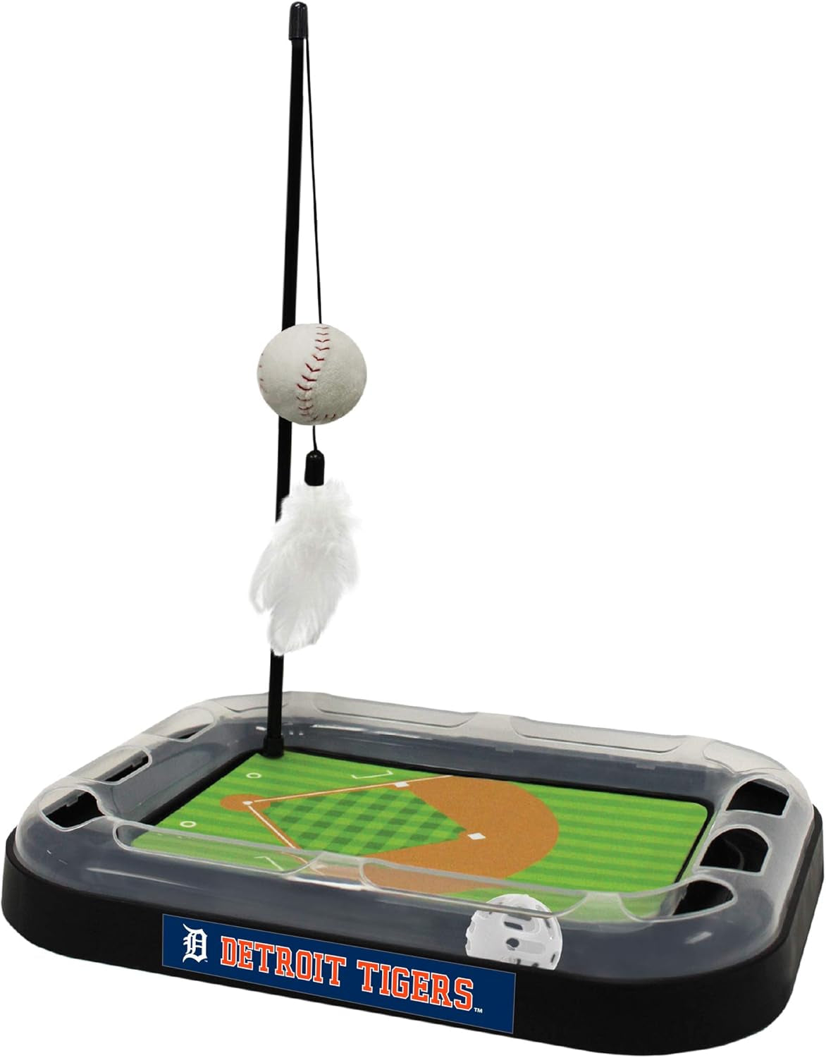Cat Scratching Toy MLB Baltimore Orioles Baseball Field Cat Scratcher Toy with Interactive Cat Ball Bell in Tracks. 5-In-1 CAT Toy: Cat Wand Poll with Catnip Filled Plush Baseball & Feathers.