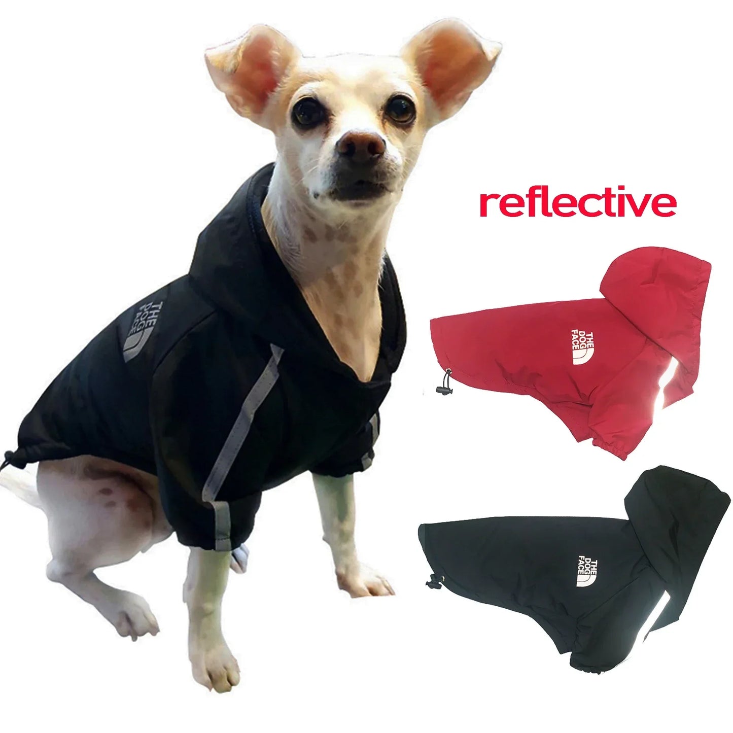 Reflective Pet Clothes Autumn Winter Pet Dog Waterproof Warm Coat Cotton Hooded Jacket the Dog Face Small Dog Clothes