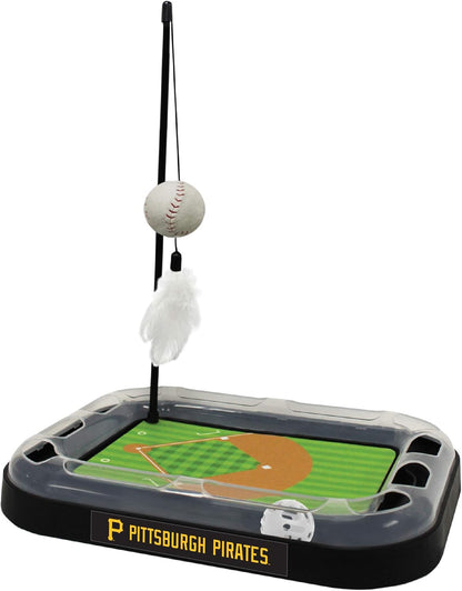 Cat Scratching Toy MLB Baltimore Orioles Baseball Field Cat Scratcher Toy with Interactive Cat Ball Bell in Tracks. 5-In-1 CAT Toy: Cat Wand Poll with Catnip Filled Plush Baseball & Feathers.
