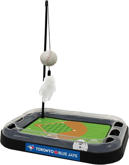 Cat Scratching Toy MLB Baltimore Orioles Baseball Field Cat Scratcher Toy with Interactive Cat Ball Bell in Tracks. 5-In-1 CAT Toy: Cat Wand Poll with Catnip Filled Plush Baseball & Feathers.