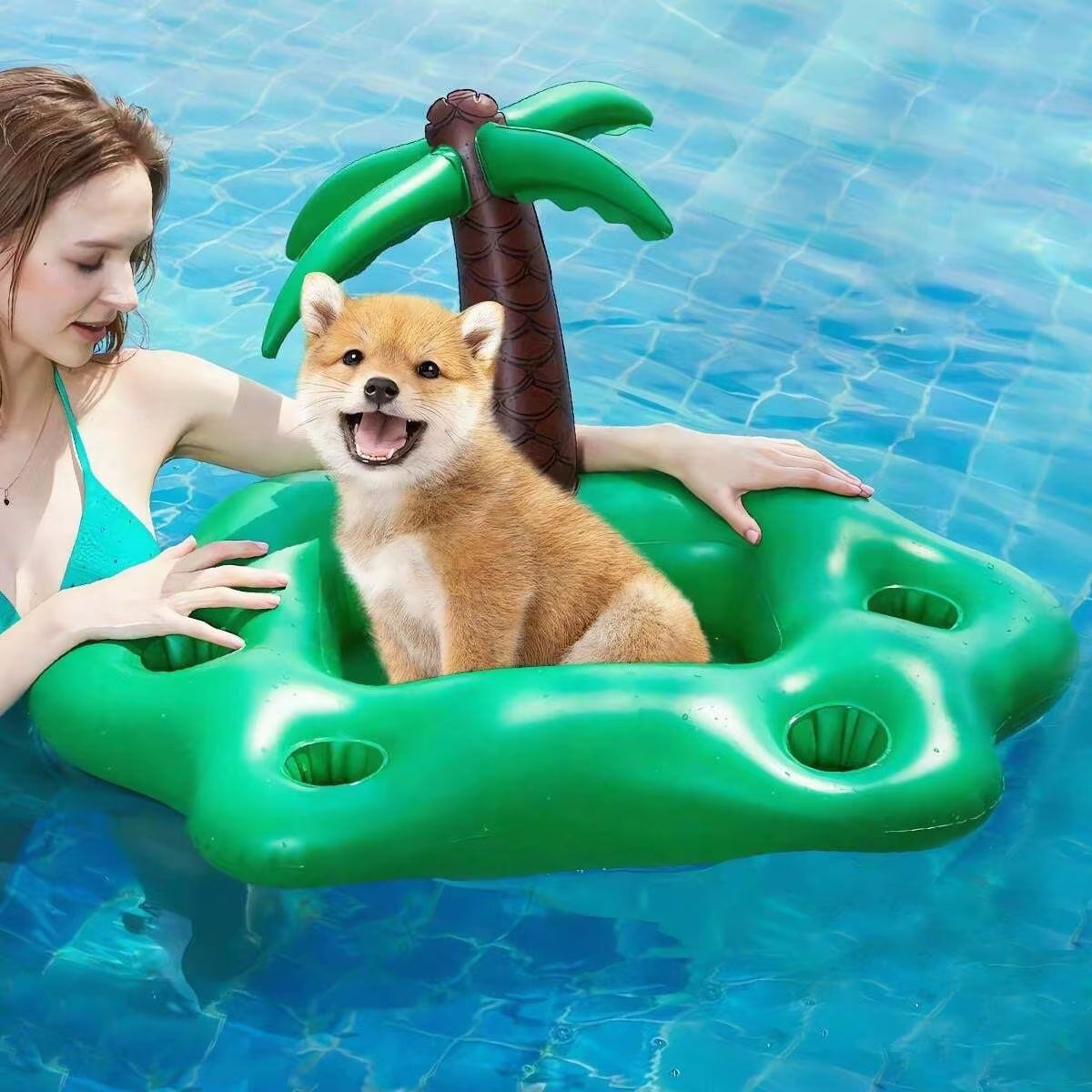 Dog Pool Float Inflatable Multi-Role PVC Resistant Durable Comfort Pet Water Float for Summer Courtyard Dog Swim Pool Float Toys