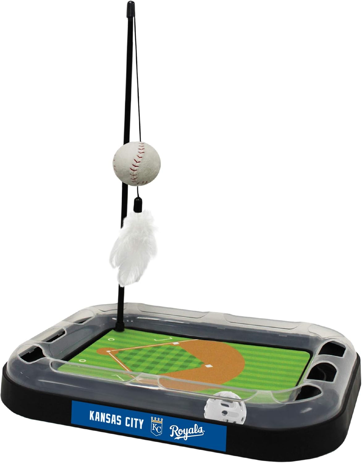Cat Scratching Toy MLB Baltimore Orioles Baseball Field Cat Scratcher Toy with Interactive Cat Ball Bell in Tracks. 5-In-1 CAT Toy: Cat Wand Poll with Catnip Filled Plush Baseball & Feathers.