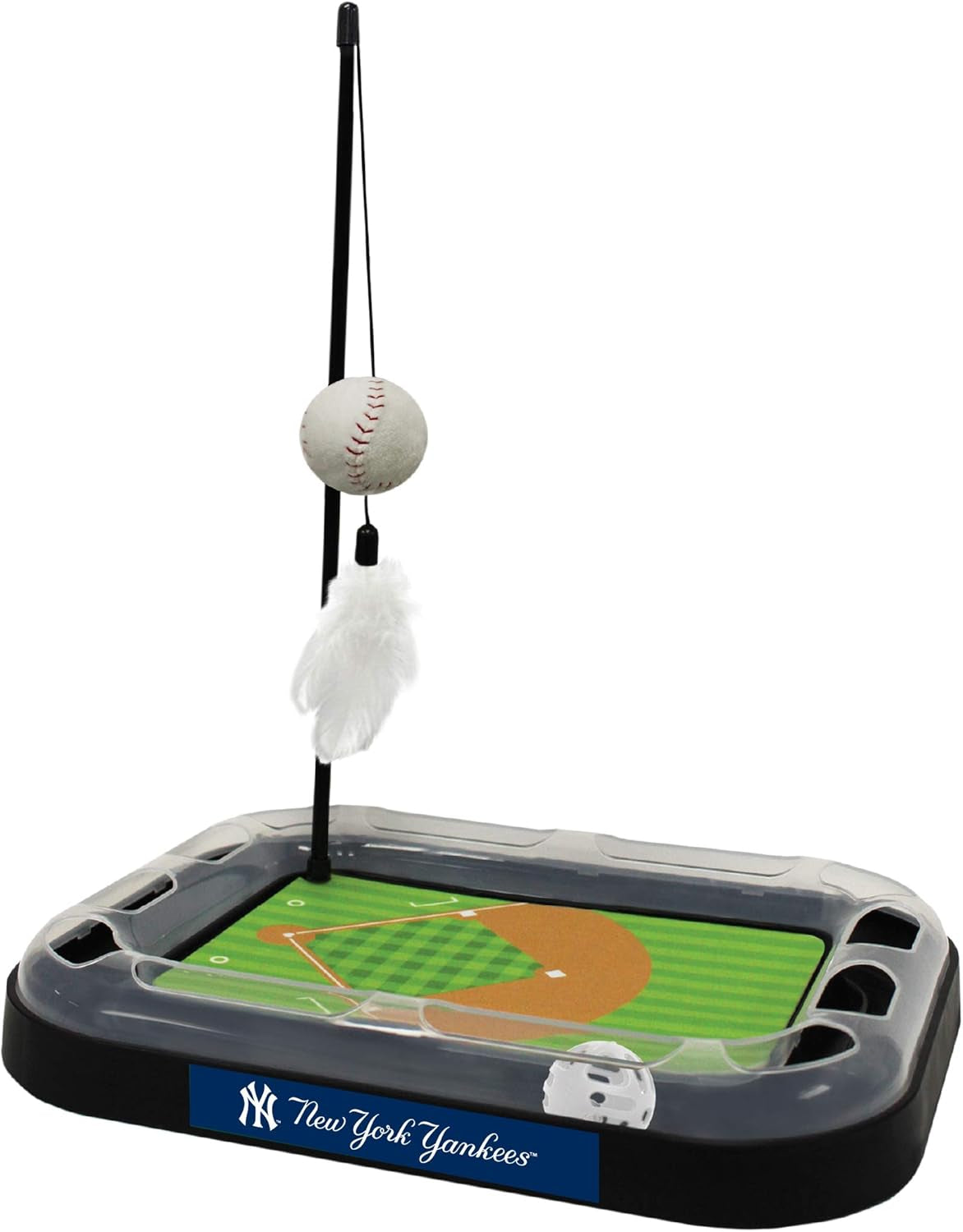 Cat Scratching Toy MLB Baltimore Orioles Baseball Field Cat Scratcher Toy with Interactive Cat Ball Bell in Tracks. 5-In-1 CAT Toy: Cat Wand Poll with Catnip Filled Plush Baseball & Feathers.