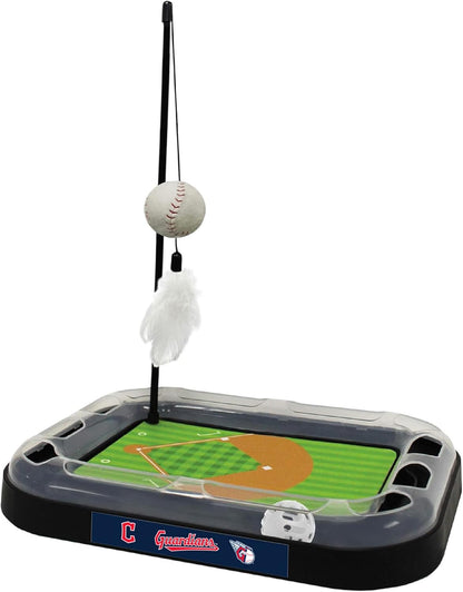 Cat Scratching Toy MLB Baltimore Orioles Baseball Field Cat Scratcher Toy with Interactive Cat Ball Bell in Tracks. 5-In-1 CAT Toy: Cat Wand Poll with Catnip Filled Plush Baseball & Feathers.