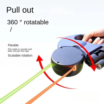 Revolutionary Double Dog Leash - Light and Retractable for Effortless Walks with Two Dogs!