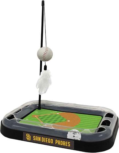 Cat Scratching Toy MLB Baltimore Orioles Baseball Field Cat Scratcher Toy with Interactive Cat Ball Bell in Tracks. 5-In-1 CAT Toy: Cat Wand Poll with Catnip Filled Plush Baseball & Feathers.