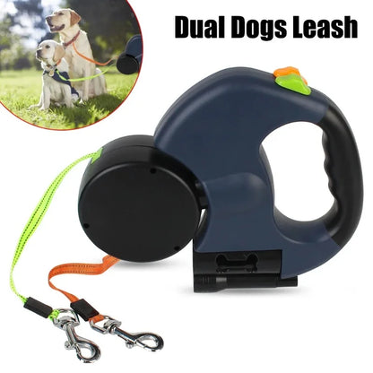 Revolutionary Double Dog Leash - Light and Retractable for Effortless Walks with Two Dogs!
