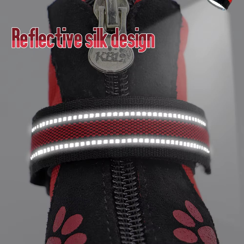 4Pcs Pet Dog Shoes Waterproof Reflective Dog Boots Outdoor Snow Rain Shoes Anti-Slip Socks Footwear for Medium Large Dogs Husky