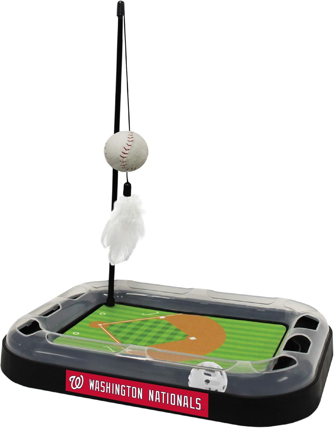 Cat Scratching Toy MLB Baltimore Orioles Baseball Field Cat Scratcher Toy with Interactive Cat Ball Bell in Tracks. 5-In-1 CAT Toy: Cat Wand Poll with Catnip Filled Plush Baseball & Feathers.