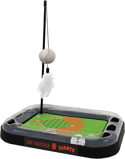 Cat Scratching Toy MLB Baltimore Orioles Baseball Field Cat Scratcher Toy with Interactive Cat Ball Bell in Tracks. 5-In-1 CAT Toy: Cat Wand Poll with Catnip Filled Plush Baseball & Feathers.