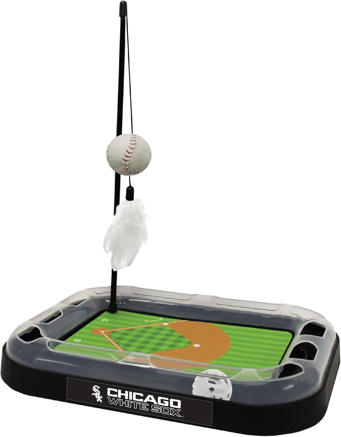Cat Scratching Toy MLB Baltimore Orioles Baseball Field Cat Scratcher Toy with Interactive Cat Ball Bell in Tracks. 5-In-1 CAT Toy: Cat Wand Poll with Catnip Filled Plush Baseball & Feathers.