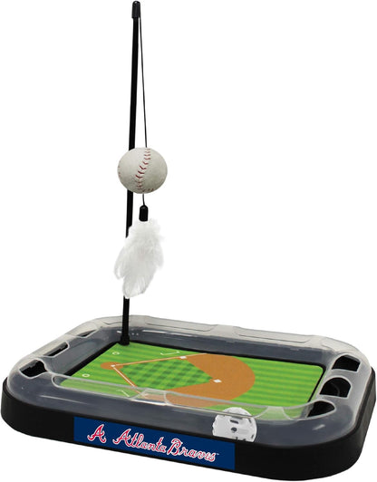Cat Scratching Toy MLB Baltimore Orioles Baseball Field Cat Scratcher Toy with Interactive Cat Ball Bell in Tracks. 5-In-1 CAT Toy: Cat Wand Poll with Catnip Filled Plush Baseball & Feathers.