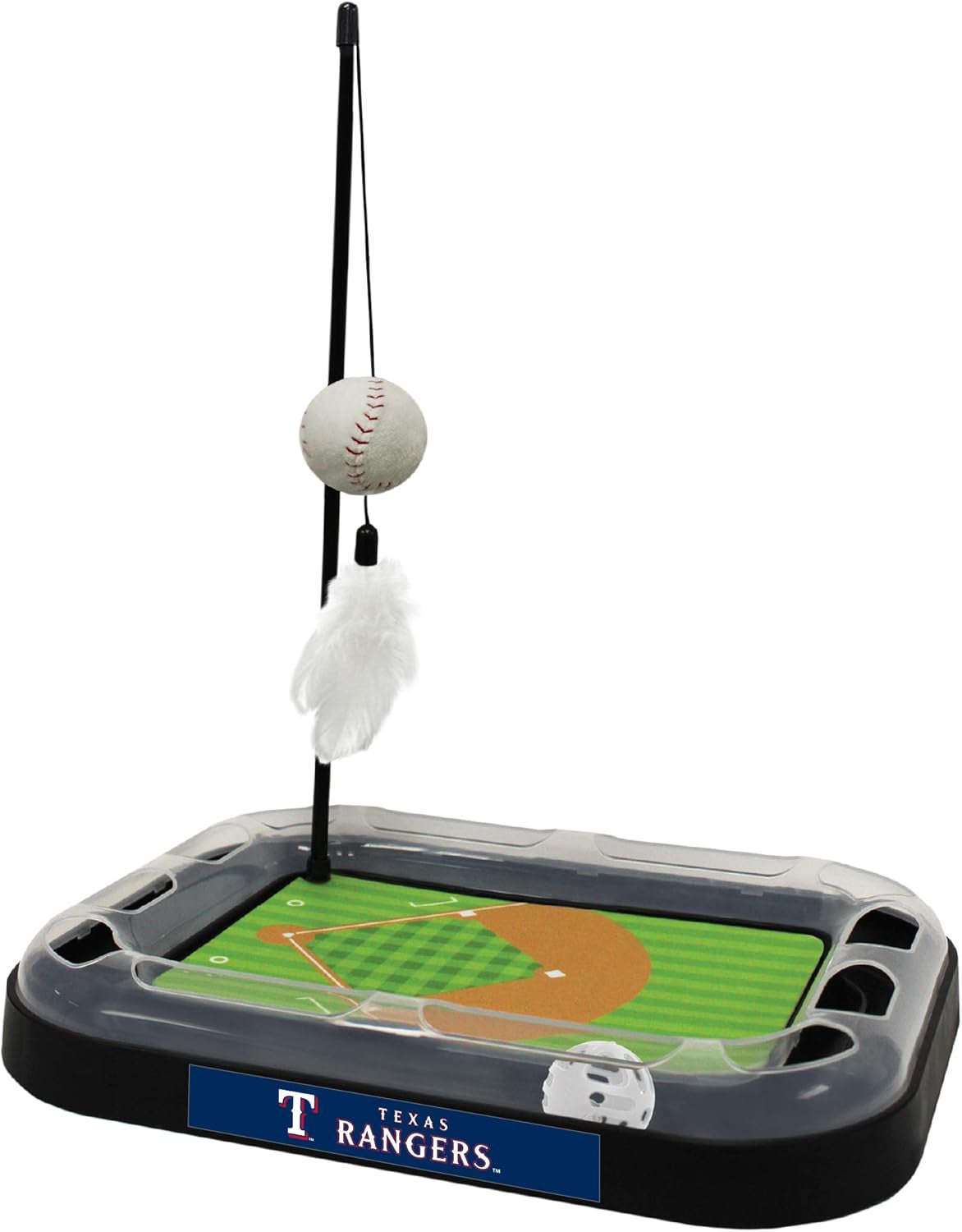 Cat Scratching Toy MLB Baltimore Orioles Baseball Field Cat Scratcher Toy with Interactive Cat Ball Bell in Tracks. 5-In-1 CAT Toy: Cat Wand Poll with Catnip Filled Plush Baseball & Feathers.
