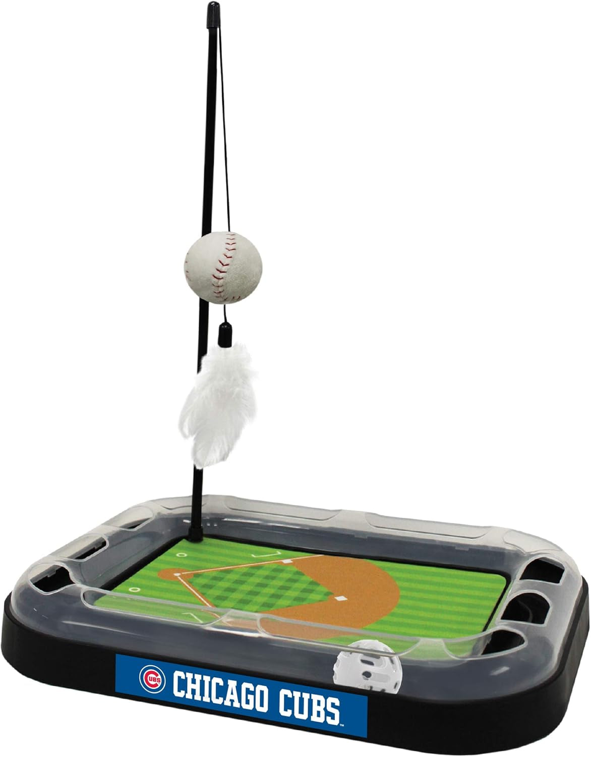 Cat Scratching Toy MLB Baltimore Orioles Baseball Field Cat Scratcher Toy with Interactive Cat Ball Bell in Tracks. 5-In-1 CAT Toy: Cat Wand Poll with Catnip Filled Plush Baseball & Feathers.