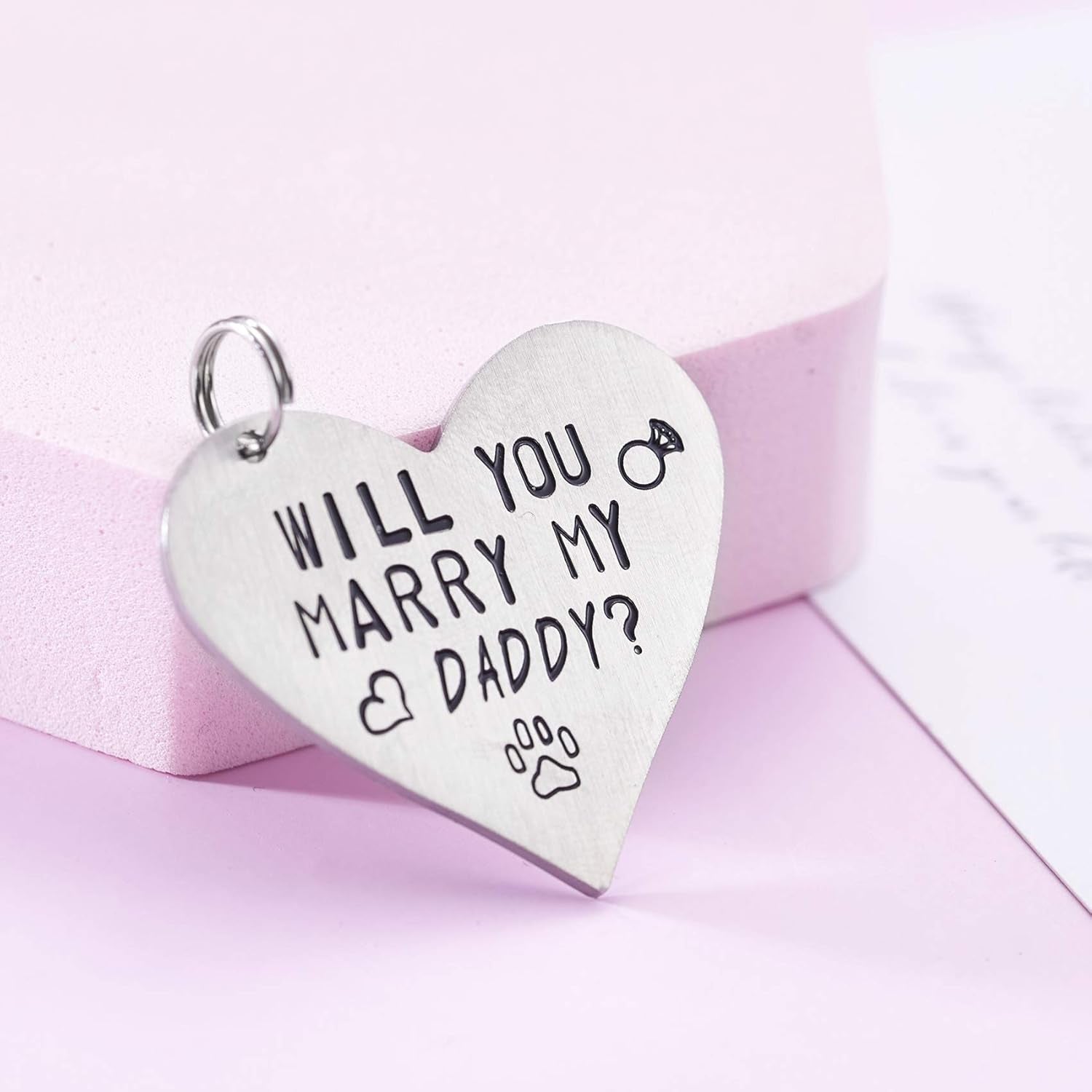 Funny Pet Tag Will You Marry My Daddy Mom Funny Dog Tag Stainless Steel Cute Dog Collar Tag